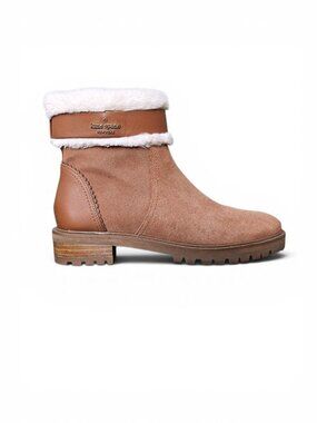 Kate Spade Bailee Leather Faux Fur Zip Up Winter Bootie Boots COA Size 7 Brown
